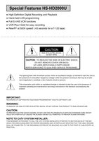 Mitsubishi HSHD2000U VCR Operating Manual